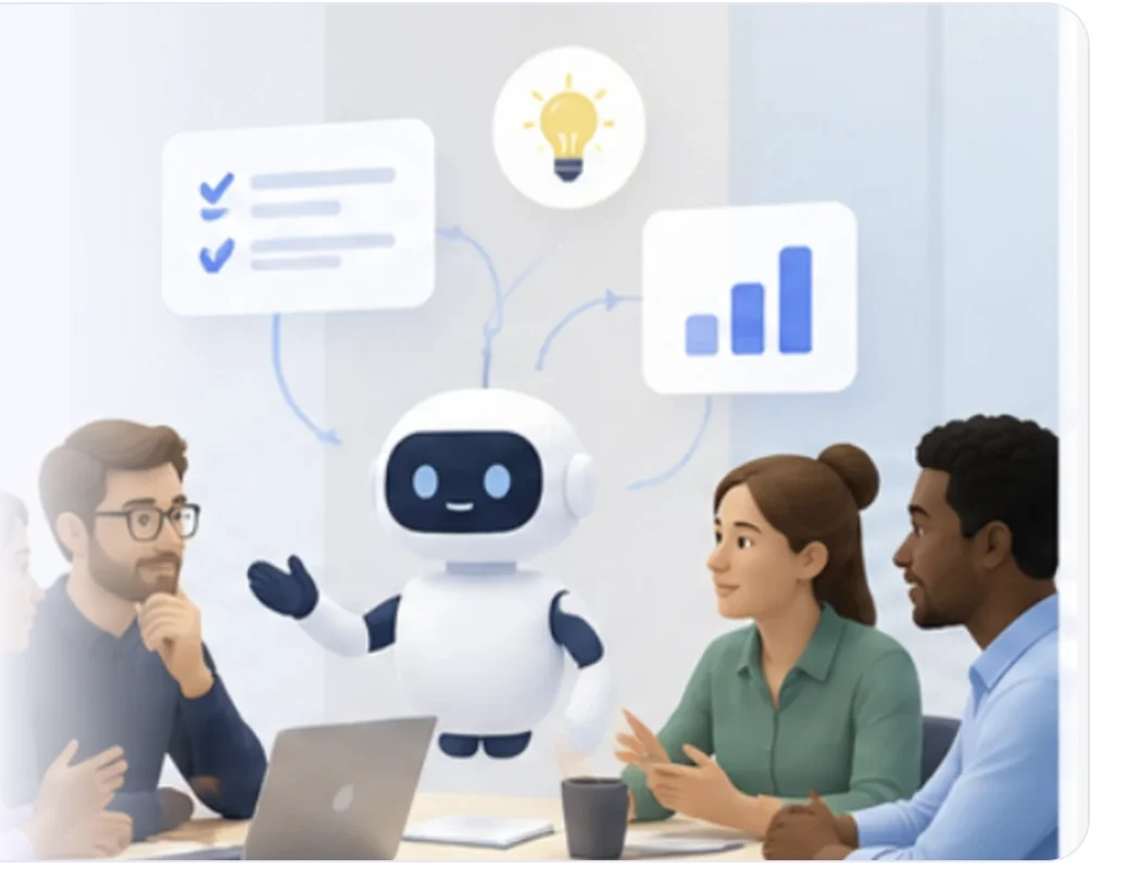 A team discussing a product decision with an AI assistant